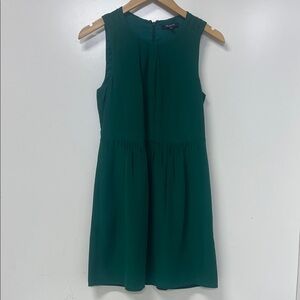 Madewell Silk Dress, Sleeveless, Green, Zip Closure, Midi, Gathered Waist, SZ 2